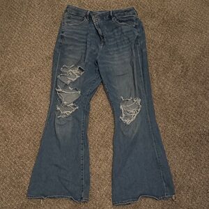 American Eagle Outfitters Blue Distressed Flare Jeans